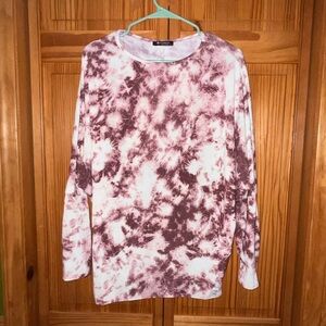 Long Sleeve Tie-Dye Tee in Mauve White - Women's